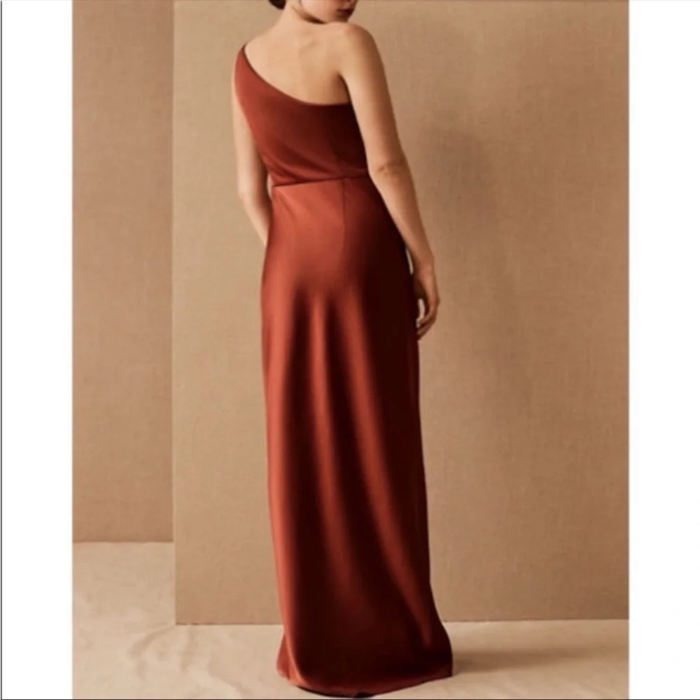 BHLDN Dylan One-Shoulder Satin Side-Slit Gown - Picture 3 of 9